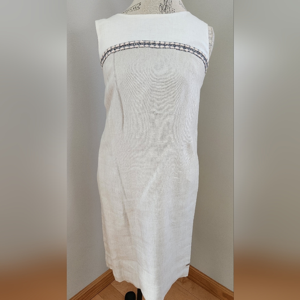 SOLAR linen sheath mini dress with pockets  in size S (36)